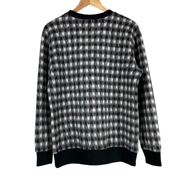 A.P.C. NWT Heidi Crewneck Embroidered Checked Brushed-Fleece Sweatshirt Size M - Picture 5 of 11